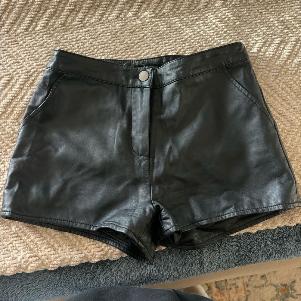 Forever 21 Black Mini Faux Leather Shorts